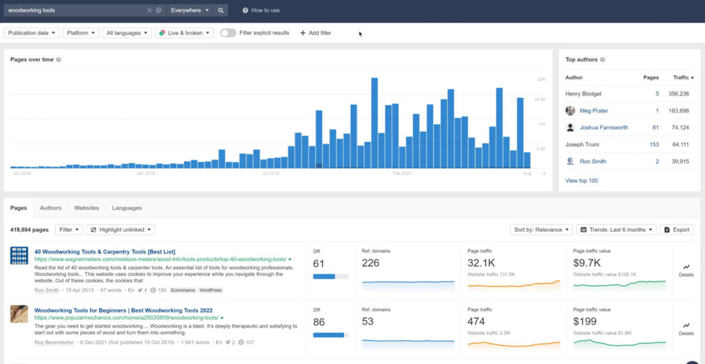 Ahrefs Content Explorer