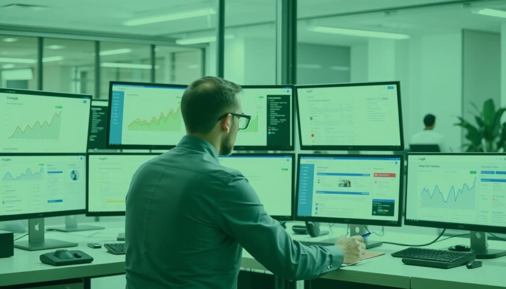 SEO professional working with multiple analytics tools while waiting for Google Search Console to be fixed