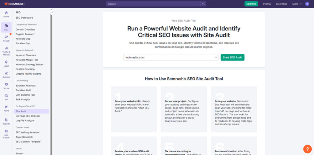 Semrush website Audit