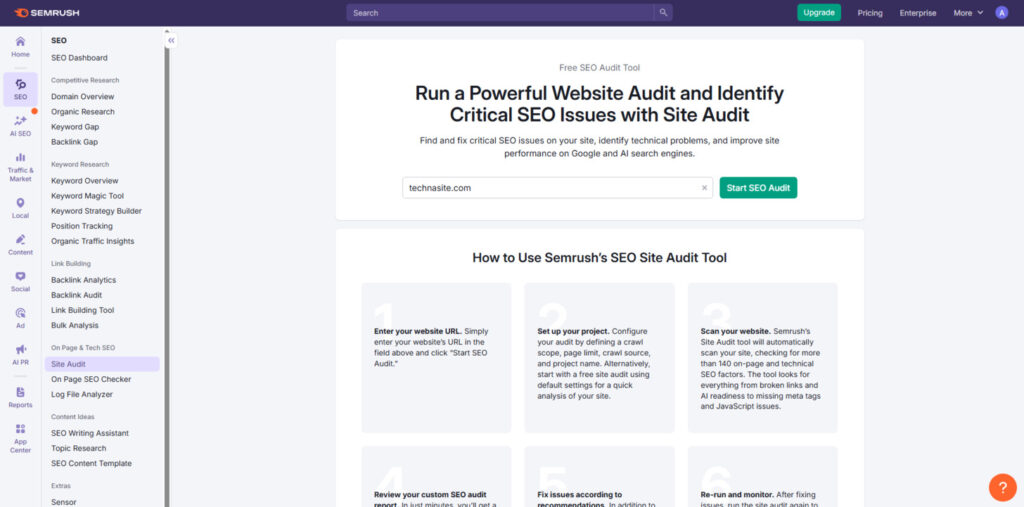 Semrush website audit Semrush website audit