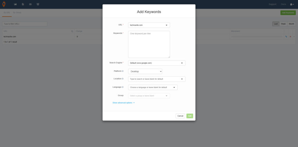 Serpfox adding keywords
