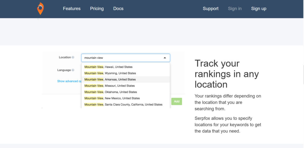 Serpfox tracking by location