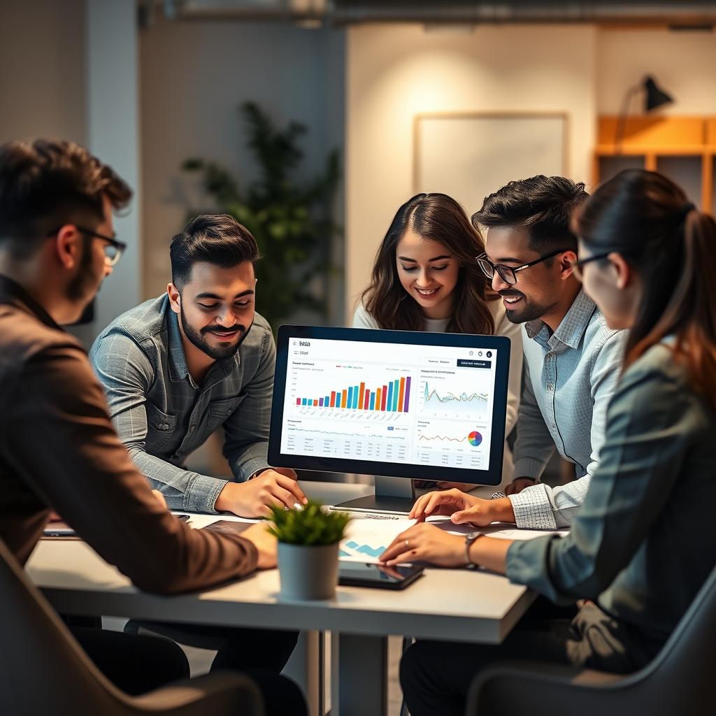 Small business team using SEO tools
