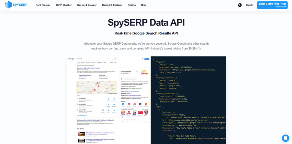 Spyserp data api