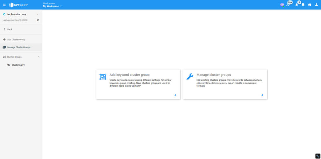 Spyserp features keyword clustering