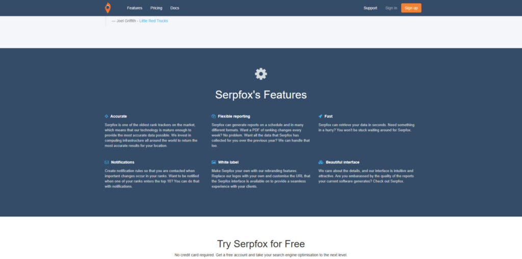 serpfox features with description